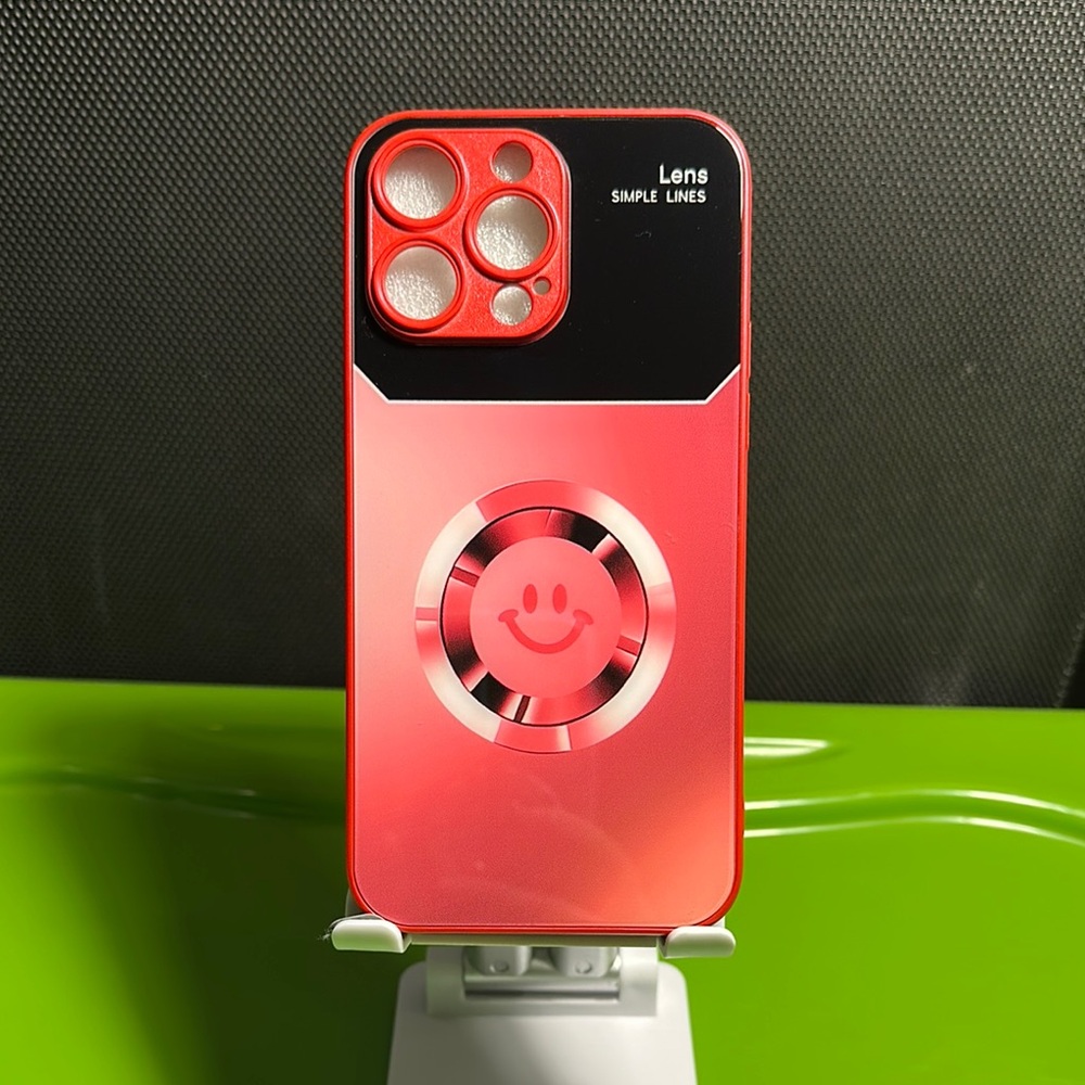 iPhone 14 max pro Red and Black Smiley Face Phone Case